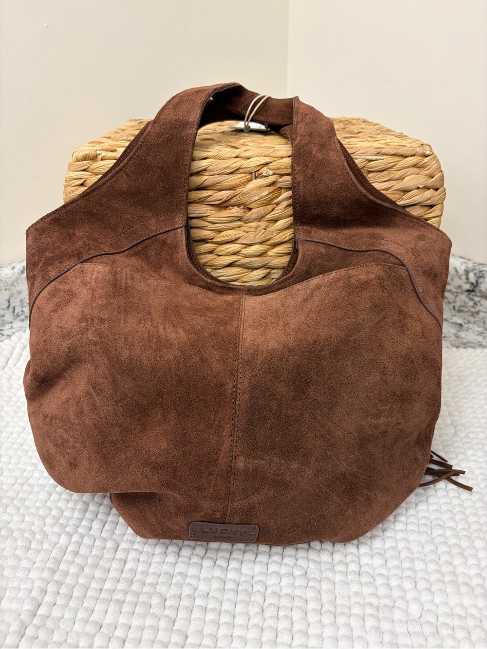 Lucky Brand Brown Suede Slouchy Shoulder Bag